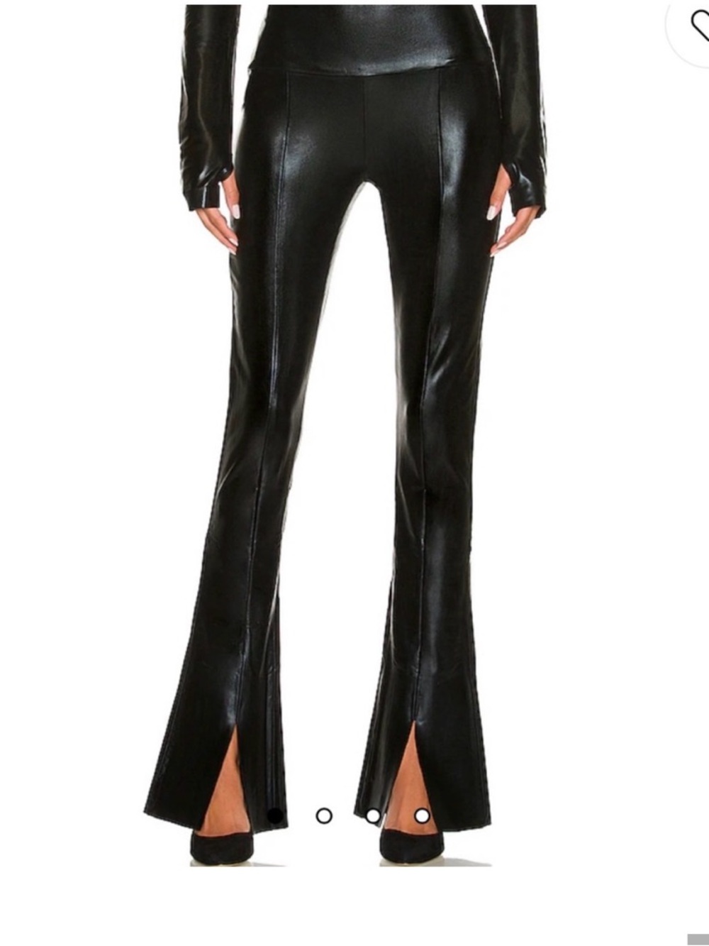 Norma Kamali Black Shimmer Flare/Spat Leggings.
